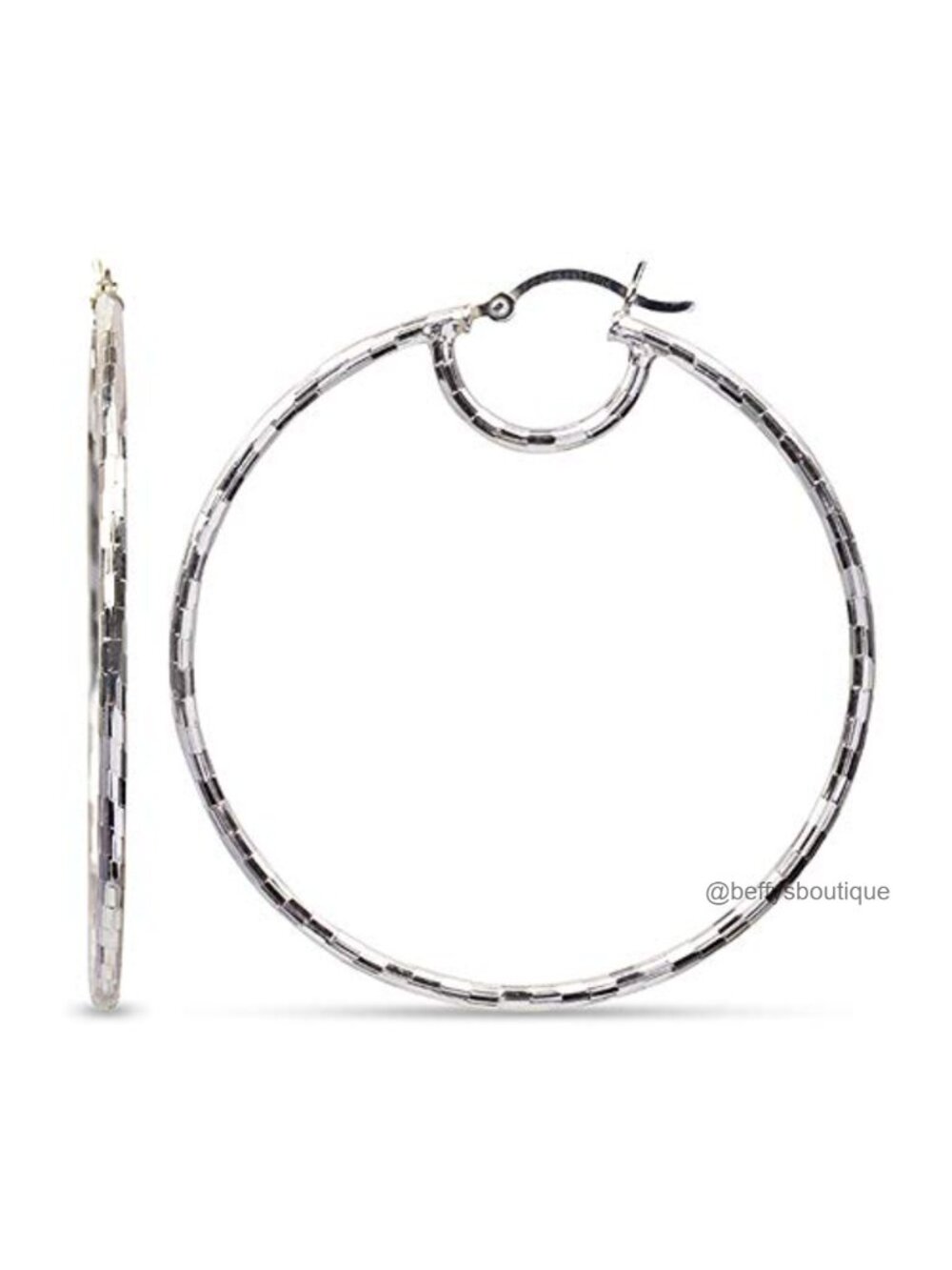 925 Sterling Silver Oversized Hoop Earrings 2 Inch Lightweight Handmade